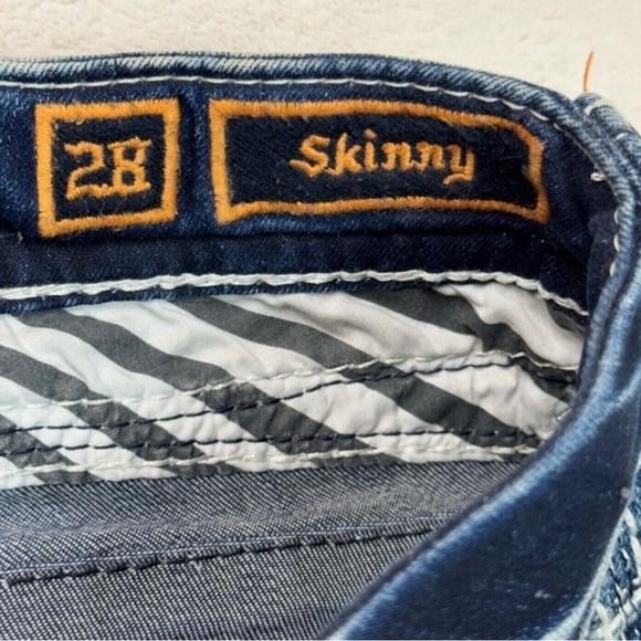 Rock Revival Low Rise Stacey Distress Glittered Pockets Skinny Jeans Size 28 - Picture 6 of 13